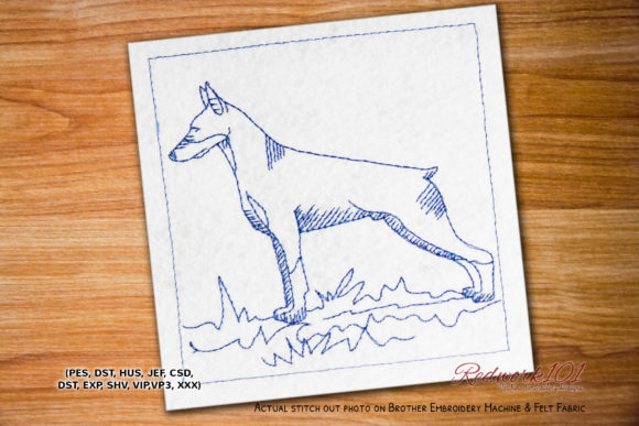 Doberman Dog Embroidery Design for Crafters