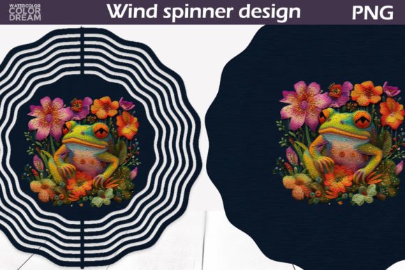 Frog Embroidery Wind Spinner for Seasonal Charm