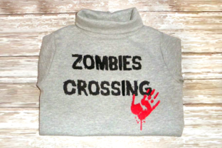 Zombies Crossing Embroidery: A Spooky Seasonal Design